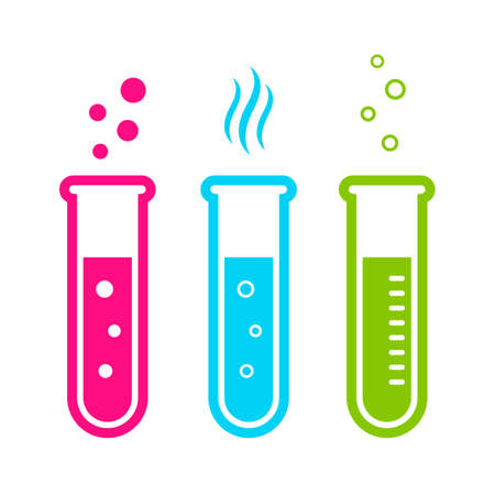 Chemical flask vector icons set isolated on white backgroundのイラスト素材