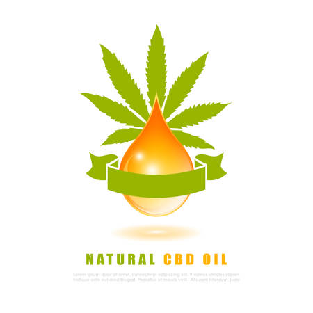 Natural hemp oil vector poster isolated on white backgroundのイラスト素材
