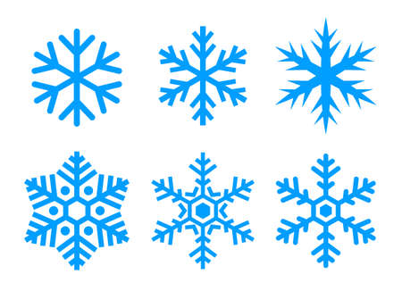 Snowflake vector icons set isolated on white backgroundのイラスト素材