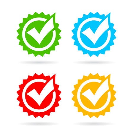 Quality control vector tick icons isolated on white backgroundのイラスト素材