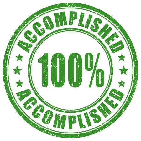 Accomplished green imprint on white backgroundのイラスト素材