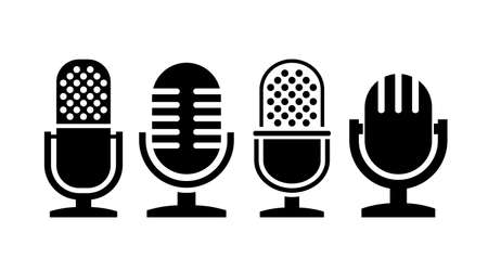 Microphone icons vector collection on white backgroundのイラスト素材