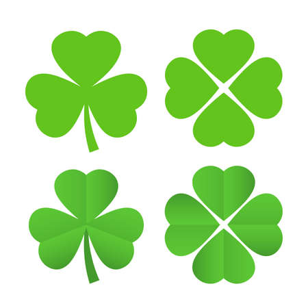 Shamrock or clover green leaf icon isolated on white backgroundのイラスト素材