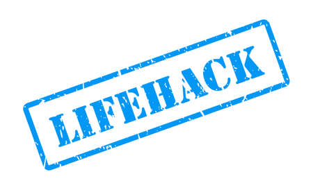 Blue lifehack stamp isolated on white backgroundのイラスト素材