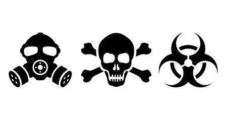 Toxic danger symbols set, vector illustrations isolated on white backgroundのイラスト素材