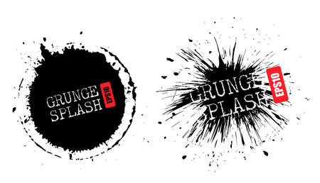 Grunge ink blot shapes, vector illustration isolated on white backgroundのイラスト素材