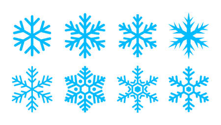 Blue snowflake icons collection isolated on white backgroundのイラスト素材