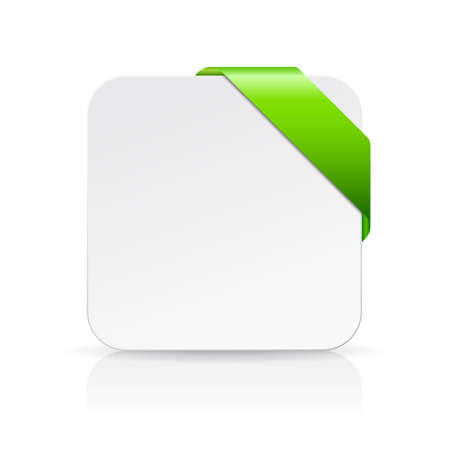Green ribbon and square text paper, vector illustration on white backgroundのイラスト素材