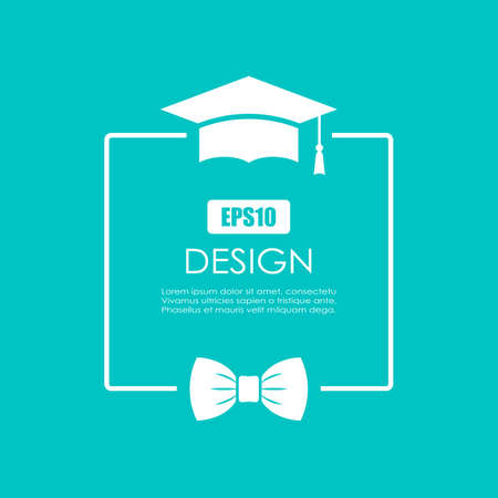 Graduation invitation card with text box, vector illustrationのイラスト素材