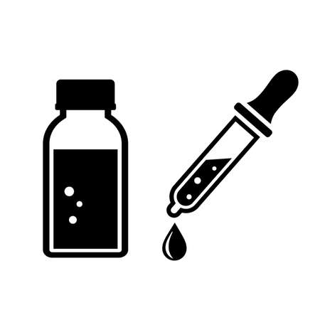 Medical tincture and dropper vector icon on white backgroundのイラスト素材
