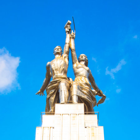 MOSCOW, RUSSIA  September 10; 2019: Worker and Kolkhoz Woman sculpture, made by Vera Mukhina for the 1937 Worlds Fair in Parisのeditorial素材