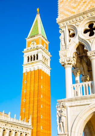 Doge's palace and Campanile tower in Venice, Italyのeditorial素材