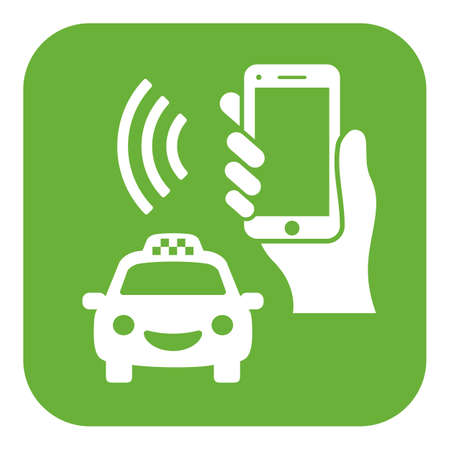 Taxi hailing phone application icon, vector illustrationのイラスト素材