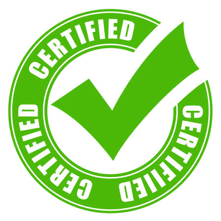 Green certified quality vector emblem isolated on white backgroundのイラスト素材