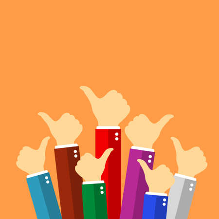 People show thumb up sign, vector poster illustrationのイラスト素材