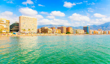 Fuengirola resort city skyline, Costa del Sol region, Spainの写真素材