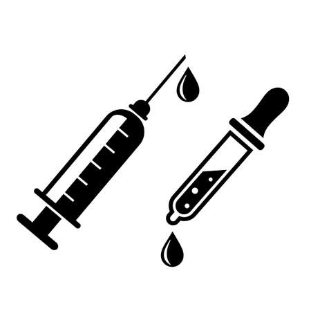 Syringe and dropper medical icons isolated on white backgroundのイラスト素材