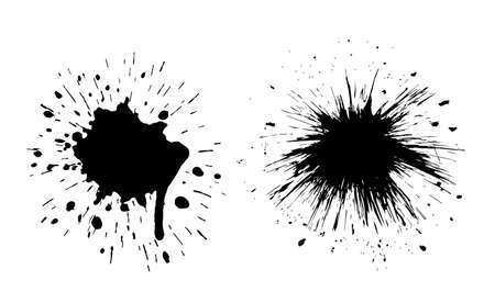 Two ink blots vector silhouette isolated on white backgroundのイラスト素材