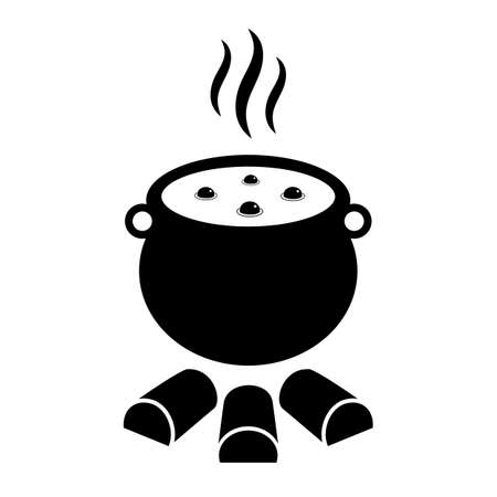 Magic potion in cauldron vector icon isolated on white backgroundのイラスト素材