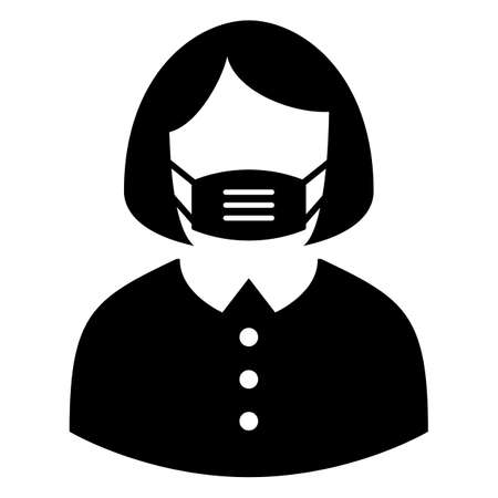 Person wearing face mask vector icon isolated on white backgroundのイラスト素材