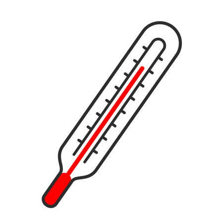 Medical thermometer and high temperature icon isolated on white backgroundのイラスト素材