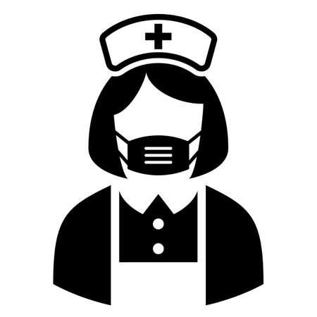 Nurse wearing medical mask vector icon on white backgroundのイラスト素材