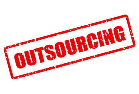 Outsourcing vector stamp on white backgroundのイラスト素材