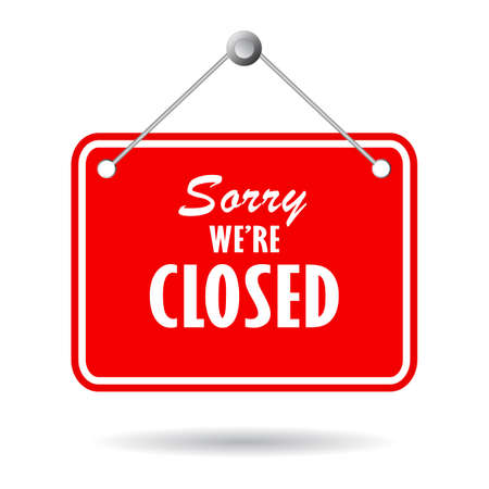 Sorry we're closed sign isolated on white backgroundのイラスト素材