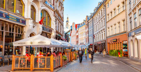 RIGA, LATVIA - 22 September 2019: Riga old town panoramic viewの写真素材