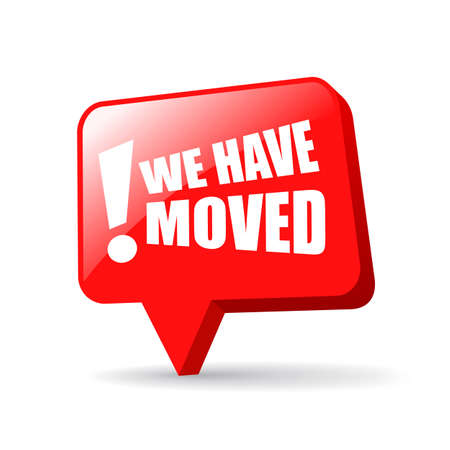 Red sign we have moved on white backgroundのイラスト素材