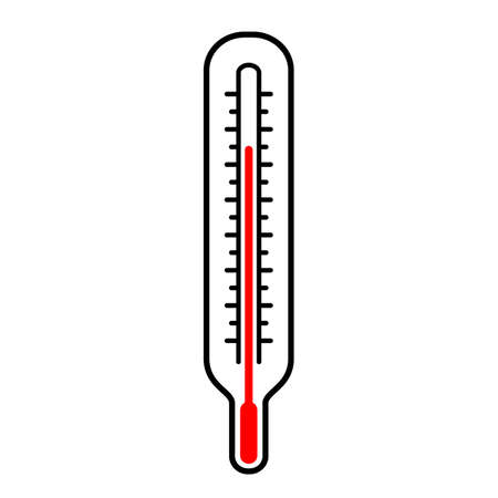 Red mercury thermometer vector icon isolated on white backgroundのイラスト素材
