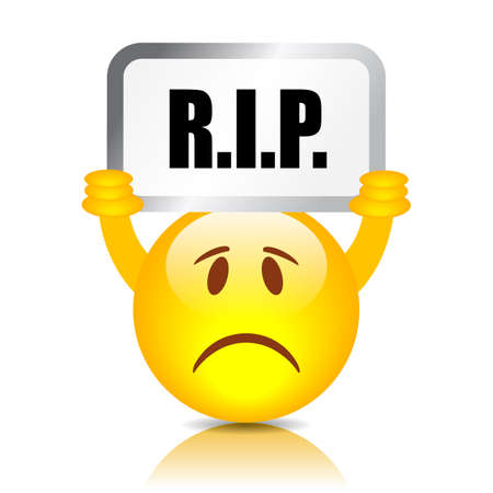 RIP sad emoticon vector illustration on white backgroundのイラスト素材