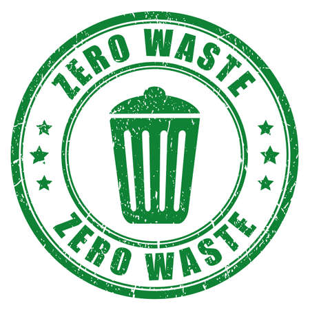Green stamp zero waste isolated on white backgroundのイラスト素材