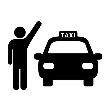 Person catching taxi vector icon on white backgroundのイラスト素材