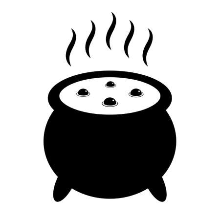 Boiling potion in cauldron vector icon on white backgroundのイラスト素材