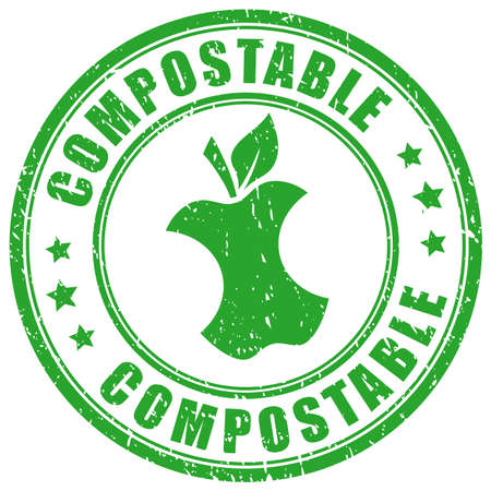 Compostable vector stamp on white backgroundのイラスト素材