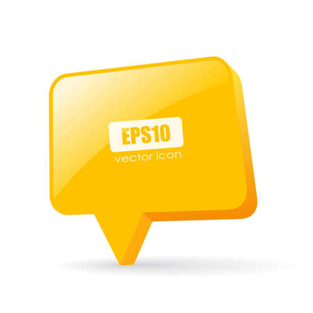 Yellow glass speech bubble, vector illustration on white backgroundのイラスト素材