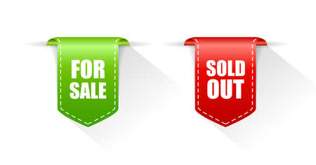 For sale and sold out business icons on white backgroundのイラスト素材