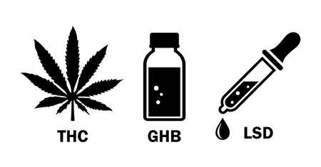 Narcotics vector icons isolated on white backgroundのイラスト素材