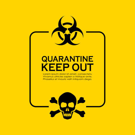 Quarantine information textbox, biohazard caution text on yellow backgroundのイラスト素材