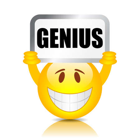 Emoticon with genius sign isolated on white backgroundのイラスト素材