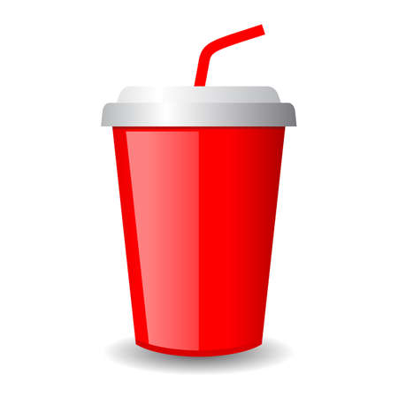 Realistic soft drink cup, vector illustration on white backgroundのイラスト素材