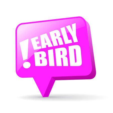 Early bird offer pink vector icon isolated on white backgroundのイラスト素材