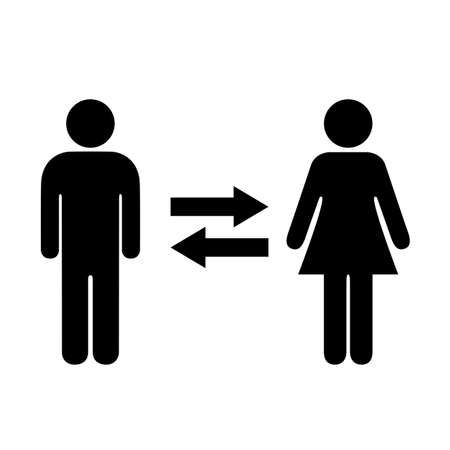 Social distancing vector sign on white backgroundのイラスト素材