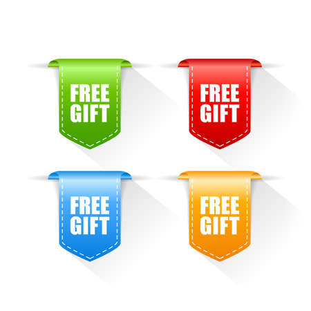 Free gift colorful ribbons set on white backgroundのイラスト素材