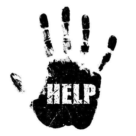 Hand with help text, vector illustrationのイラスト素材