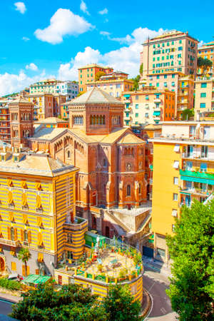 Multi-level amazing achitecture in Genoa old town, Italyの写真素材