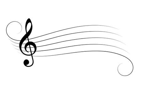 Music staff and treble clef vector cartoon on white backgroundのイラスト素材