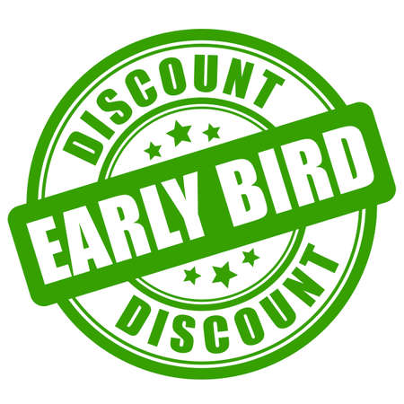 Green early bird discount vector label on white backgroundのイラスト素材