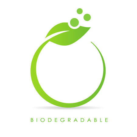 Text circle design with green leaf on white backgroundのイラスト素材